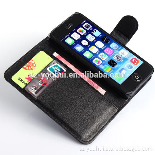 HOT SELLING Luxury for iPhone 5 5s PU Leather Flip Cover with Wallet